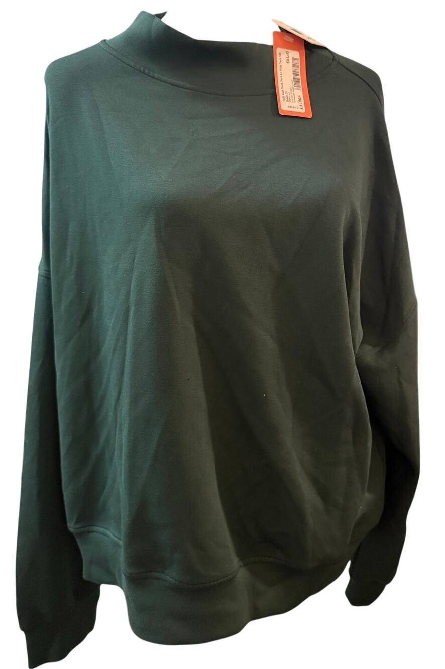 Cozy Casual Mock Neck Dolman Sleeve Pullover, Forest Green, Plus Size 2XL, NWT